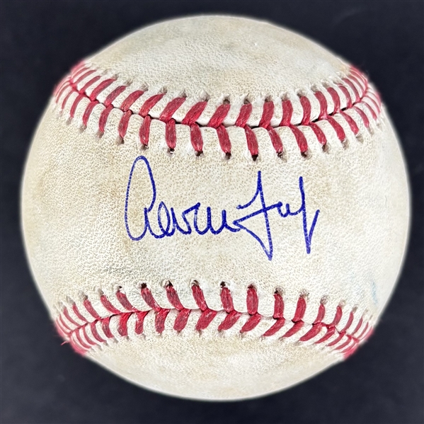 Aaron Judge Game Used & Signed OML Baseball :: 4-22-2022 CLE vs NYY :: Judge 2 HR Game! (Record-Setting HR Season)(MLB Holo)(PSA/DNA)(Fanatics)