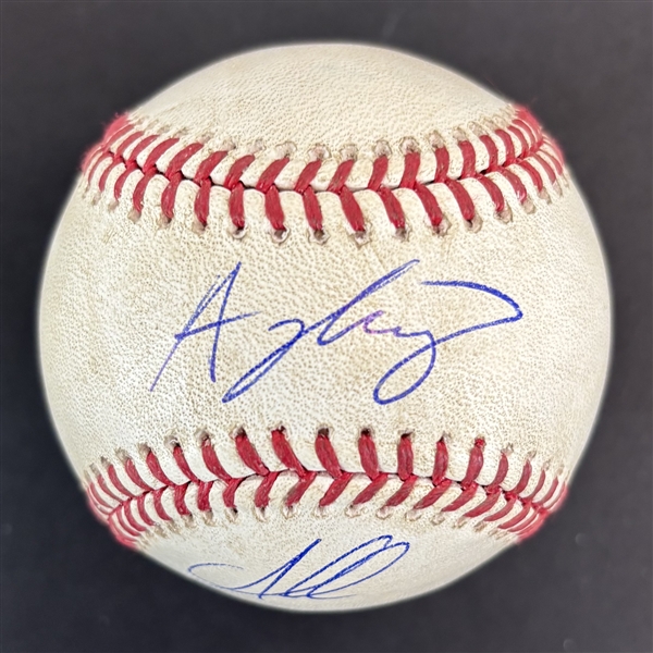 Ozzie Albies & Austin Riley Dual Signed & 2023 Game Used OML Baseball (PSA/DNA Sticker & MLB Hologram)