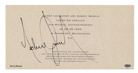 Rare 1992 Michael Jackson Autographed VIP Invitation to Frankfurt Concert & After Party (Tracks LTD)