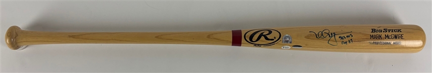 Mark McGwire Signed & Inscribed Ltd. Ed. Rawlings Big Stick Bat (Beckett/BAS)(MMLB)