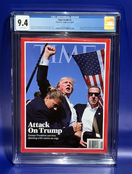 Donald Trump Unsigned "TIME" Magazine Newsstand "Fist Pump" - August 2024 (CGC 9.4)