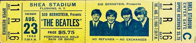 Beatles Rare 1966 Shea Stadium Unused Concert Ticket