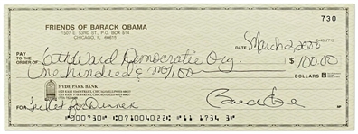 President Barack Obama Near-Mint Signed 2000 Personal Bank Check To Chicago 6th Ward Democratic Organization! (Third Party Guaranteed)