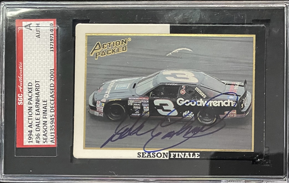1994 Action Packed Season Finale #36 Dale Earnhardt Signed Trading Card (SGC Encapsulated)