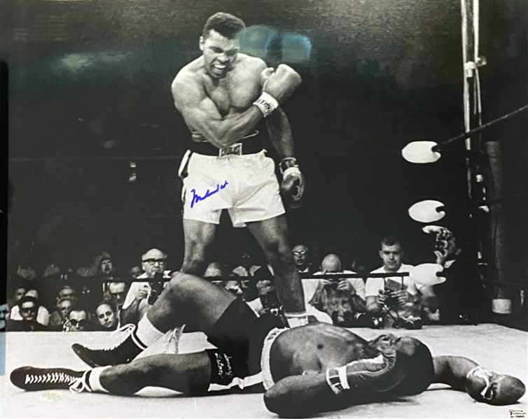 Muhammad Ali Signed Over-Liston 16" x 20" Black & White Photograph (Online Authentics & Steiner Sports)