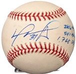 David Ortiz Signed OML Baseball w/ 286 Avg, 541 HRs & 1,768 RBI Inscriptions! (Beckett/BAS)