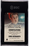 2009 Rittenhouse Star Trek Chris Hemsworth Signed Short Print Trading Card - SGC 9