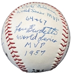 World Series National League MVP's Multi-Signed ONL Baseball w/ Bench, Gibson, Schmidt & Others (JSA)