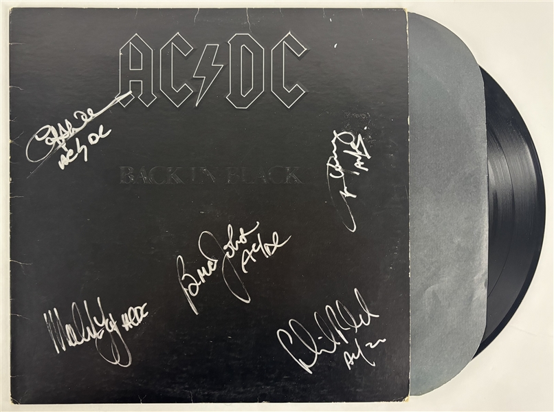 AC/DC Group-Signed Back in Black Album – Autographed by Angus Young, Brian Johnson, Phil Rudd, Cliff Williams & Malcolm Young (PSA/DNA & Epperson/REAL)