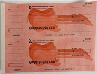 George Harrison Lot of Two Blank "Harrisongs" Bank Check