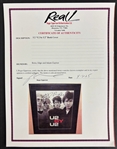 U2 Group Signed U2 By U2 Book Cover in Framed Display (3 Sigs)(Epperson/REAL LOA)