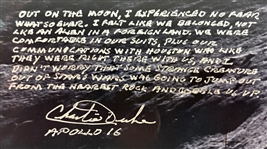 Charlie Duke Signed & Heavily Inscribed 16 x 20 Apollo 16 Photo (Beckett/BAS0