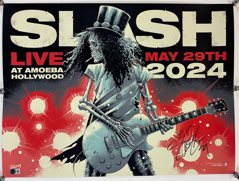 Slash Signed 18" x 24" Original 2024 Amoeba Music Concert Poster (Beckett/BAS)