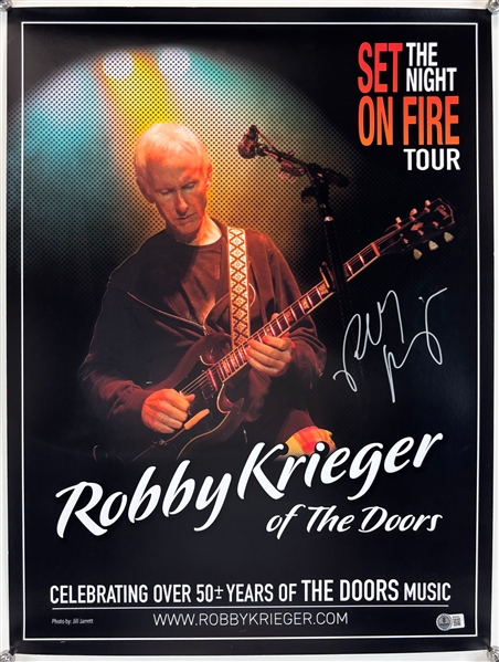The Doors: Robby Krieger Signed 20" x 24" Set on Fire Tour Poster (Beckett/BAS)