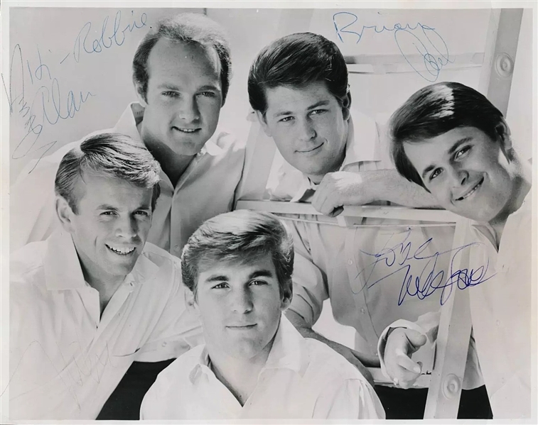 The Beach Boys RARE Vintage Signed 8" x 10" Black & White Photograph w/ All Five Original Members! (Third Party Guaranteed)