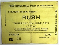 Rush Group-Signed Rare Concert Ticket – June 2, 1977 – Free Trade Hall, Manchester (Beckett/BAS)