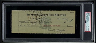 Orville Wright Signed Check w/ NM-MT 8 Auto in Framed Aviation Display (PSA/DNA Encapsulated)