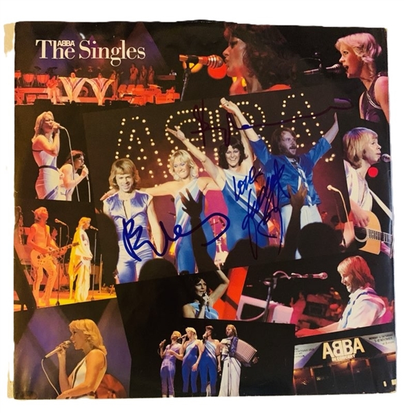 ABBA Group Signed The Singles Album Cover – Benny Andersson, Anni-Frid Lyngstad & Björn Ulvaeus  (Beckett/BAS) (John Brennan Collection) 