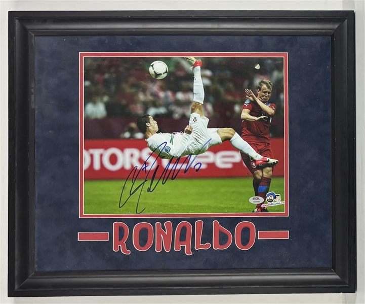 Cristiano Ronaldo Signed 11" x 14" Photo in Framed Display (PSA/DNA)