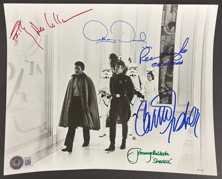 Star Wars: Empire Strikes Back Cast Signed 8" x 10" Photo w/ Fisher, Williams, Daniels, Mayhew, & Bulloch (Beckett/BAS LOA)