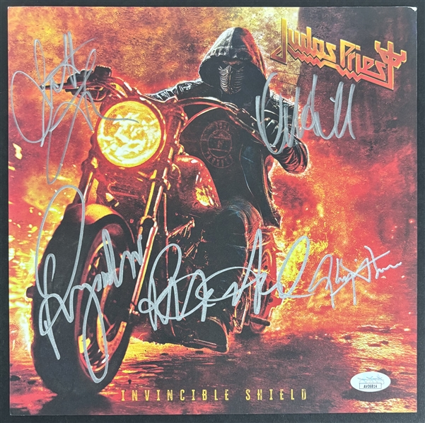 Judas Priest Group Signed "Invincible Shield" Album Cover (JSA)