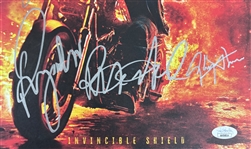 Judas Priest Group Signed Invincible Shield Album Cover (JSA)