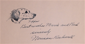 Norman Rockwell Signed Sheet with Detailed Hand Drawn Sketch! (Beckett/BAS LOA)