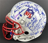 NFL Hall of Famers & Legends Impressive Multi-Signed Helmet with Brady, Rodgers, Montana, Sanders, etc. (35 Sigs)(PSA/DNA)