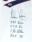 Nolan Ryan Signed Texas Rangers Jersey with 4 Handwritten Career Stats in Custom Framed Display (PSA/DNA)