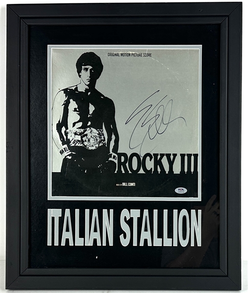 Sylvester Stallone Signed 12" x 12" album soundtrack for "Rocky III" in Custom Framed Display (PSA/DNA LOA)