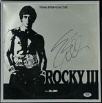 Sylvester Stallone Signed 12 x 12 album soundtrack for Rocky III in Custom Framed Display (PSA/DNA LOA)