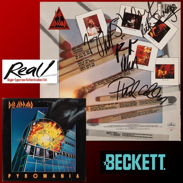 Def Leppard UBER Rare Fully Group Signed "Pyromania" First Pressing Album with Steve Clark: The Finest Example Weve Handled! (Beckett/BAS & Epperson/REAL LOAs)