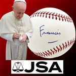 Pope Francis Amazingly Rare Single Signed OML Baseball with Photographic Evidence at Time of Signing! (JSA LOA)