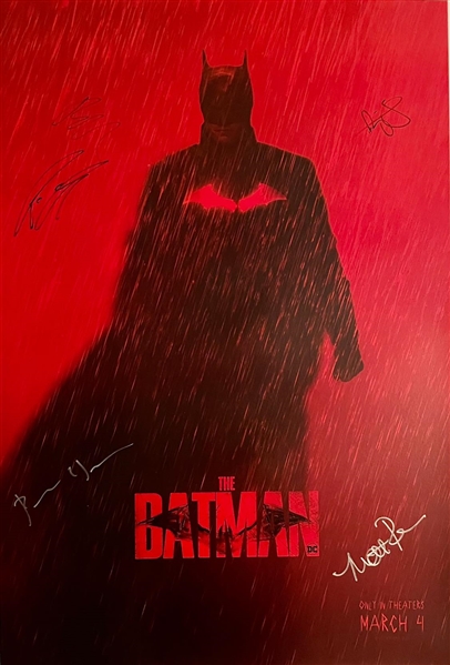 The Batman Cast Signed 27" x 40" One-Sheet Movie Poster with Pattinson, Kravitz, Dano, Farrell & Reeves (Third Party Guaranteed)