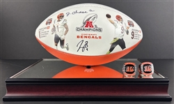 Ja'Marr Chase & Joe Burrow Signed Limited Edition Football – Custom AFC Display Case w/ Super Bowl Rings (JSA)
