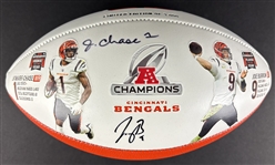 Ja'Marr Chase & Joe Burrow Signed Limited Edition Football – Custom AFC Display Case w/ Super Bowl Rings (JSA)