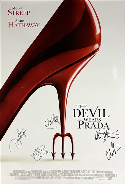 The Devil Wears Prada Cast Signed 27" x 40" Movie Poster with Streep, Hathaway, Blunt, Tucci, etc. (Beckett/BAS LOA)