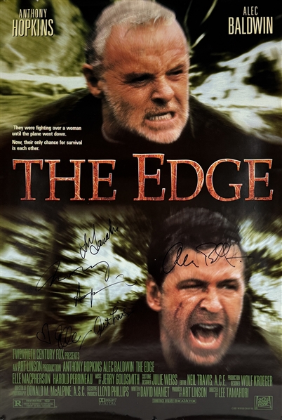 The Edge Cast Signed 27" x 40" Full Size Movie Poster with Hopkins, Baldwin, MacPherson, etc. (Beckett/BAS LOA)