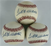 Ted Williams Lot of Three (3) Single Signed OAL Baseballs (PSA/DNA LOAs)