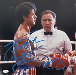 Sylvester Stallone & Dolph Lundgren Signed Rocky IV 16x20 with Rocky and I Must Break You Inscriptions (JSA LOA & ASI COA)