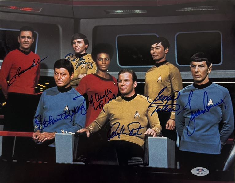 Star Trek Original Cast Signed 11" x 14" Color Photo w/ Nimoy, Shatner & Others! (PSA/DNA LOA)