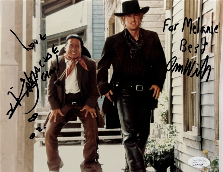 Shanghai Noon: Jackie Chan & Owen Wilson Dual Signed & Inscribed 8" x 10" Color Photo (JSA COA)