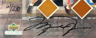 Michael Jordan Signed Limited Edition 2000-01 Upper Deck Collectibles Game Championship Floors Relic Card (#61/230)(UDA COA)