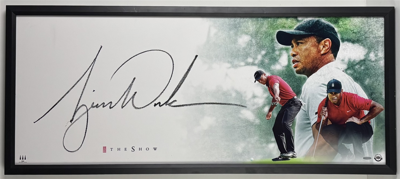 Tiger Woods Autographed "Masterpiece" The Show 44" x 18" Lithograph Display with MASSIVE 2-Foot Long Autograph (UDA & Beckett/BAS)