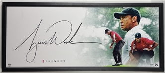 Tiger Woods Autographed Masterpiece The Show 44 x 18 Lithograph Display with MASSIVE 2-Foot Long Autograph (UDA & Beckett/BAS)