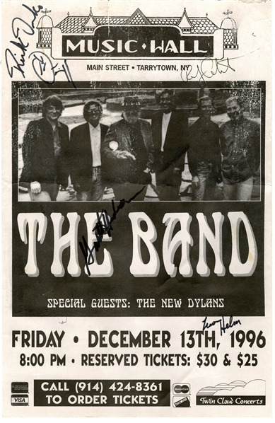 Rare Signed Concert Poster from The Band – Featuring Levon Helm, Rick Danko, Garth Hudson, and Touring Member (ACOA Certified)