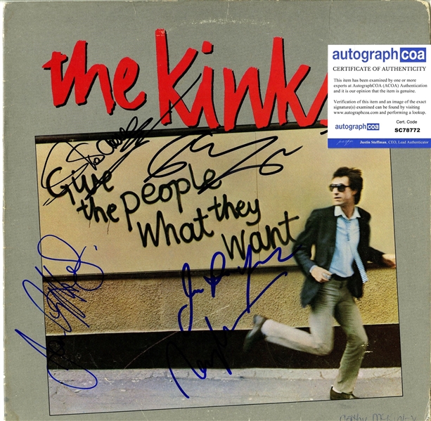 The Kinks Fully Group Signed Give The People What They Want (5 Sigs)(ACOA)