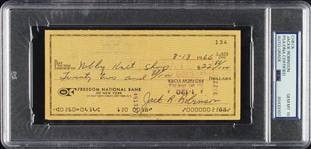 Jackie Robinson PERFECTLY Signed & Handwritten 1966 Personal Bank Check To a Hobby Shop! (PSA/DNA GEM MINT 10)