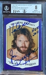 1983 Wrestling All Stars Series A 10 Hacksaw Jim Duggan Signed Trading Card (Beckett 8 w/ 9 Auto)