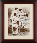 Mickey Mantle & Yogi Berra Dual Signed April 15th 1951 Black & White 11" x 14" Photograph Following One Of Mickeys First Yankee HRs! (Beckett/BAS)